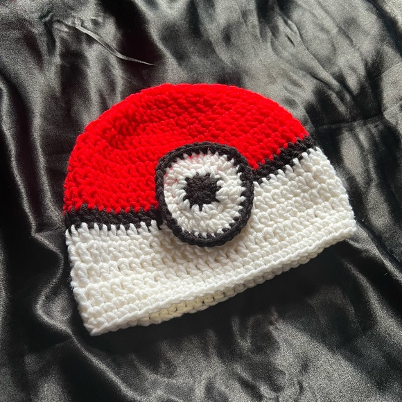 Pokemon Pokeball Knitted Crochet Beanie Hat - Picture 2 of 5